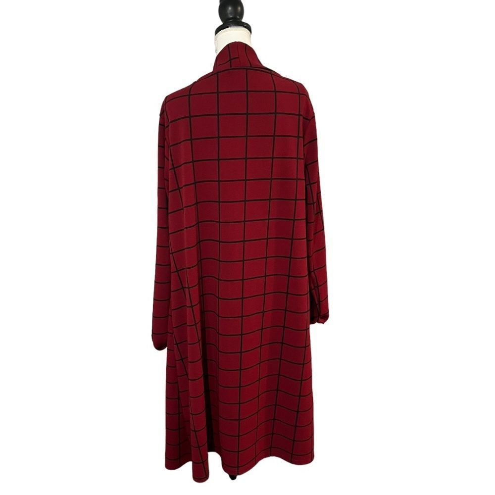 Boohoo red and black windowpane duster size 18 EUC lightweight - Picture 4 of 13